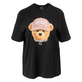 Dámské Tričko s krátkým rukávem GUESS TEDDY BEAR HAT SS T-SHIRT V5BI09I3Z14-JBLK – Černá S