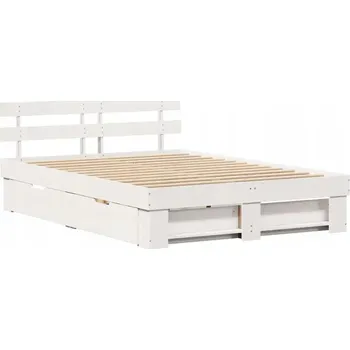 Postel Rámeček postele s opěrkou hlavy Bílý 150 x 200 cm Masivní borovicové dřevo
