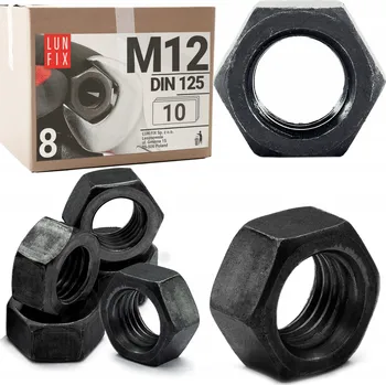 Matice Matice M12 šestihranná černá pozink šestihranná DIN 934 tř. 8 10 Ks.