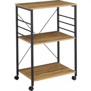 regál Kuchyňský vozík AGTRADE dub přírodní na kolečkách z MDF desky