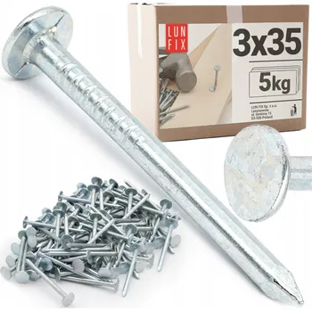 Hřebík Hřebíky lepenkové 35mm pozinkované 3x35mm hřebíky na lepenku střešní 5kg