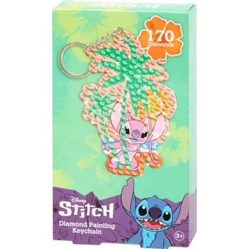 Diamantové malování DISNEY STITCH. ANGEL. DIAMANTOVÉ MALOVÁNÍ. PŘÍVĚSEK. 170 DIAMANTŮ. 3+