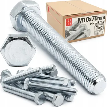 Šroub ŠROUBY METRICKÉ M10x70 pozink tř. 5.8 DIN 933 1kg