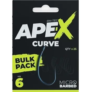 Rybářský háček 25ks - Háček RidgeMonkey Ape-X Curve Barbed Bulk Pack Velikost 6