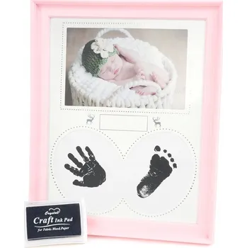 Rám na obraz Rámeček na fotografii 10x15, místo na otisk nohy rukojeti jako dárek, růžový