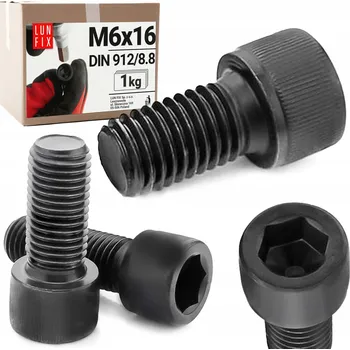 Šroub Šroub s vnitřním šestihranem M6x16 černý pozink s válcovou hlavou DIN912 třídy 8.8 imbusový 1kg