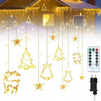 Vánoce SVĚTELNÝ ZÁVĚS LED VÁNOČNÍ OSVĚTLENÍ NA STROMEČEK GIRLANDA ZVONKY SOB BÍLÁ TEPLÁ