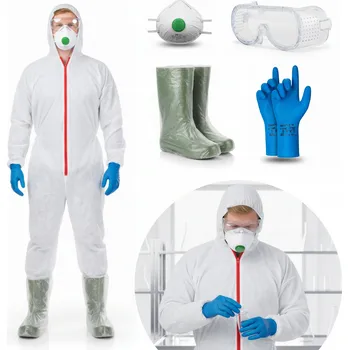 Vrták OCHRANNÉ ODĚVY SADA BOZP OCHRANNÁ KOMBINEZA L + MASKA + PANORAMATICKÉ BRÝLE