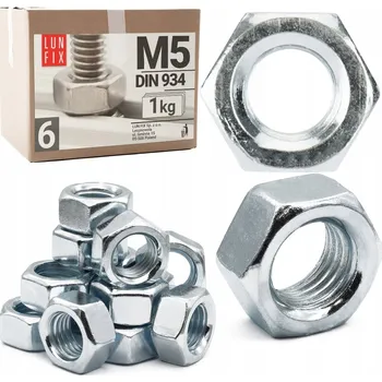 Matice Matice M5 tř. 6 pozink DIN 934 balení 1 kg ~1000 ks