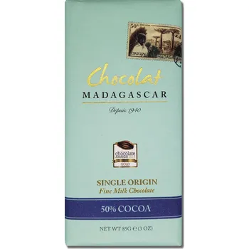 Čokoláda Chocolat Madagascar | Mléčná čokoláda 50% kakaa z Madagaskaru 7 mezinárodních cen • zdroj antioxidantů • bez alkalizace • 85 g