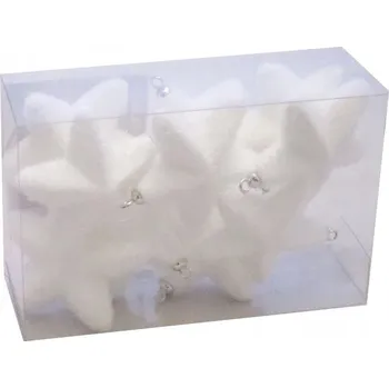 Vánoční dekorace Vánoční Baňky nerozbitné Bílé HVĚZDIČKY 12 Ks 6,5 cm