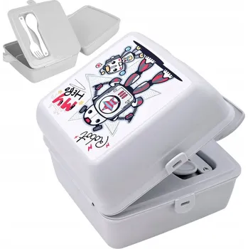 Svačinový box BOX NA SVAČINU + PŘÍBORY SVAČINOVÝ BOX S PŘIHRÁDKAMI LUNCHBOX BEZ BPA