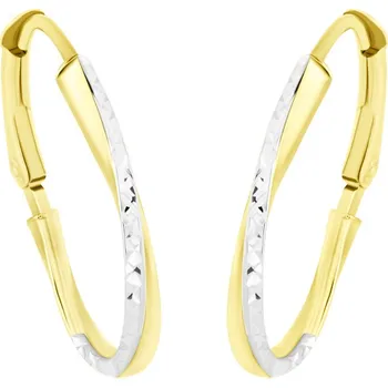 Náušnice GEMMAX Oválné zlaté dámské náušnice s diamantovým brusem – zlatý šperk ryzosti 585/1000 v Dárkovém balení s Certifikátem GLECN-02356