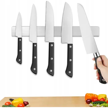 Stojan na nože VĚŠÁK NA NOŽE 40 CM S MAGNETEM NEREZOVÁ OCEL DO KUCHYNĚ