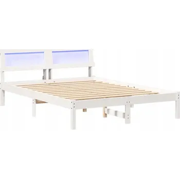Postel Rámeček postele s opěrkou hlavy Bílý 140 x 190 cm Masivní borovicové dřevo