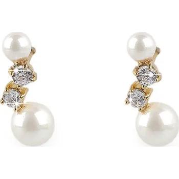 Náušnice Perlové náušnice z nerezové oceli, barva 2 zlatá