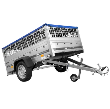 Auto-moto Přívěs za auto na pružinách 200x125 UNITRAILER GARDEN 201/R KIPP s pletivovými bočnicemi, rámem H-0 a modrým krytem