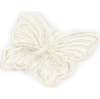 Nášivka Motýl vyšívaný na monofilu k našití a nalepení, střední, 2 krémová světlá