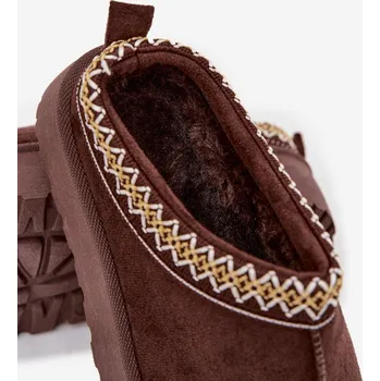 Dívčí sněhule Dětské/módní sněhule s výšivkou na platformě Jolisse – čokoládové Velikost: 31