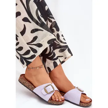 Dámské polobotky Dámské pantofle s přezkou na korkové platformě – lila Zavira Velikost: 38