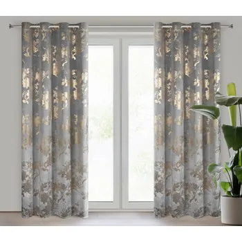 Hotový sametový závěs CELIA s potiskem květin