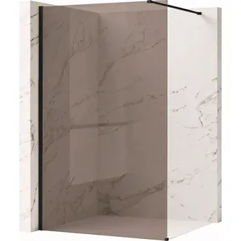 Bezrámová sprchová zástěna REA FLEXI BLACK 130 cm, černá/hnědá kouřová - bez vaničky