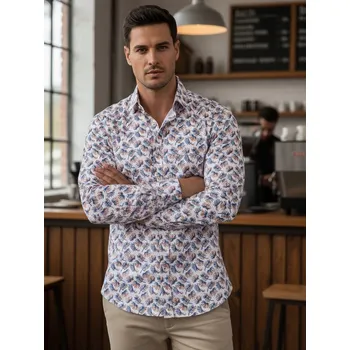 Pánská košile Pánská vzorovaná košile DX2466 Barva: Bílá, Velikost: XL