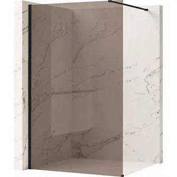 Bezrámová sprchová zástěna REA FLEXI BLACK 90 cm, černá/hnědá kouřová - bez vaničky