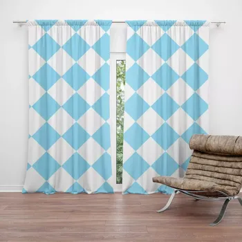 Závěs Sablio Závěs Bílomodré kosočtverce: 2ks 140x250cm