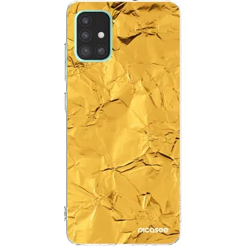 Pouzdro na mobilní telefon Picasee silikonový průhledný obal pro Samsung Galaxy A51 A515F - Gold