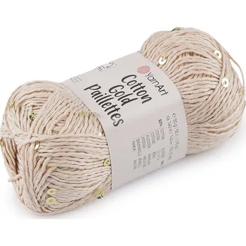 Galanterie Pletací příze Cotton Gold Paillettes s flitry 50 g režná 1 ks