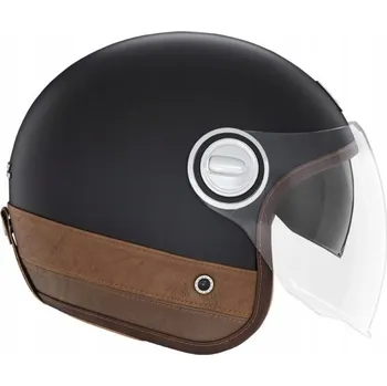 Helma na motorku Nox Prémiová Otevřená Helma Jest Heritage Leather Černá Hnědá M