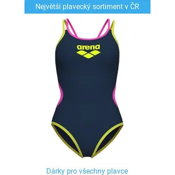 Dámské plavky Arena One Women's Double Cross Back Navy Fluo/Soft Green L - UK36