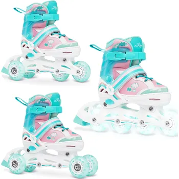 Kolečkové brusle RAVEN Kolečkové brusle Raven Zoya 3v1 se svítícími LED kolečky BÍLÁ|RŮŽOVÁ|ZELENÁ