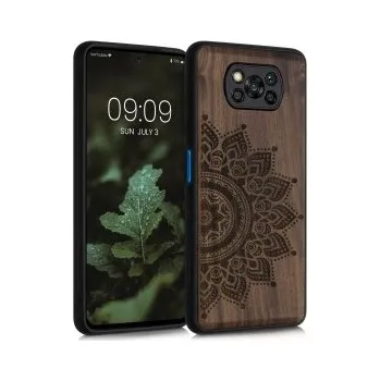 Pouzdro na mobilní telefon Dřevěné pouzdro pro Xiaomi Poco X3 NFC / Poco X3 Pro - tmavě hnědá