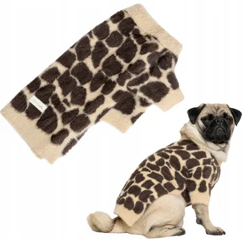 Dámský svetr Teplý elastický svetr pro psa béžový s s leopardím vzorem BREGO 3XL
