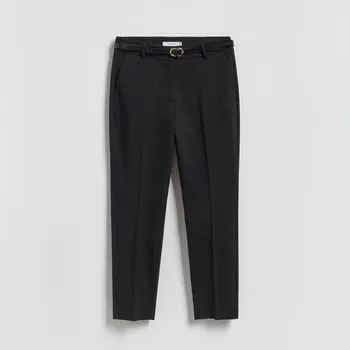 Dámské kalhoty Reserved - Cigaretové kalhoty s páskem - černý - 173IS-99X - 173IS-99X-38