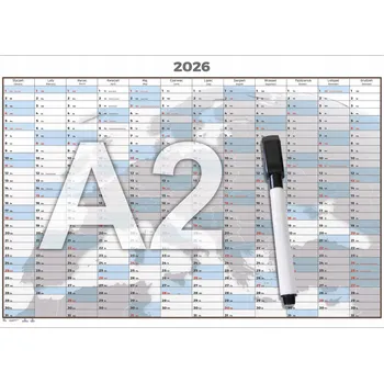 Obraz ROČNÍ PLÁNOVACÍ KALENDÁŘ 2026 A2 42x59,4 cm Laminát Stíratelný za Sucha + samolepky