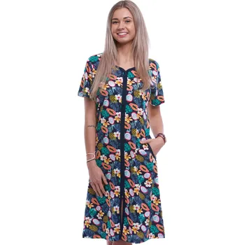 Dámská noční košile Barevný župan nebo košilka těhotenská i kojící na zip vzor exotické ovoce 1G0655 vzorovaná xxxl