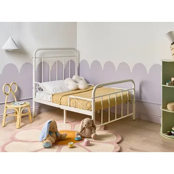 Ložnice Rozkládací postel krémově bílá kovová 90 x 130/160/200 cm s roštem moderní dětský pokoj Beliani