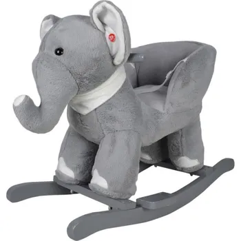 Dětská houpačka Plyšové houpací zvířátko slon pro nejmenší děti od 12 měsíců, zvukové efekty