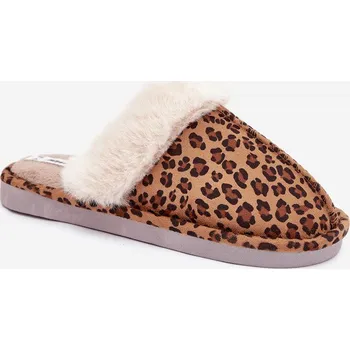 Dámské polobotky Dámské domácí pantofle s kožíškem – panterka Aceline Velikost: 40/41