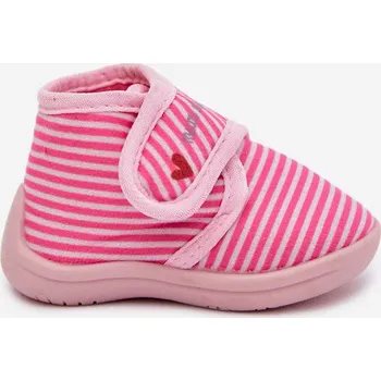 Dívčí tričko Dětské pantofle na suchý zip s pruhy růžové Lavelle 18