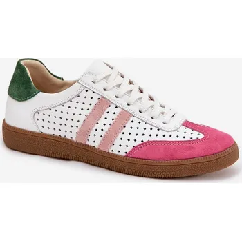 Dámská obuv Dámské kožené tenisky ažurové Zazoo – bílo/růžové Velikost: 38