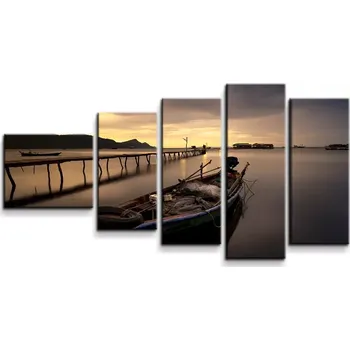 Obraz Sablio Obraz - 5-dílný Loďka na jezeře 2 - 100x60 cm