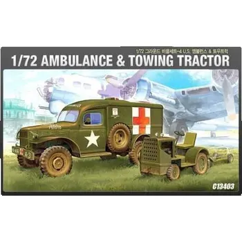 Plastikový model US Ambulance + towing tractor (Academy 1:72)