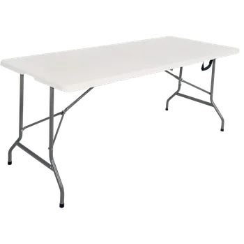 Zahradní stůl EVENT TABLE 150, cateringový skládací stůl 1520x700 mm, deska plastová bílá, kostra kovová šedá