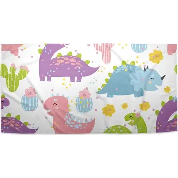 Osuška Sablio Ručník Dinosauři s kaktusy - 50x100 cm