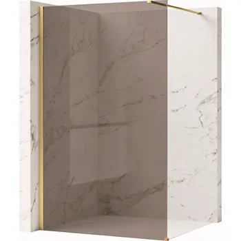 Bezrámová sprchová zástěna REA FLEXI GOLD BRUSH 90 cm, zlatá kartáčovaná/hnědá kouřová - bez vaničky