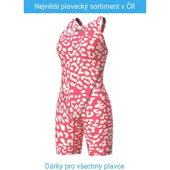 Dívčí plavky Arena Powerskin ST Next Openback Leopard Geranium 128cm